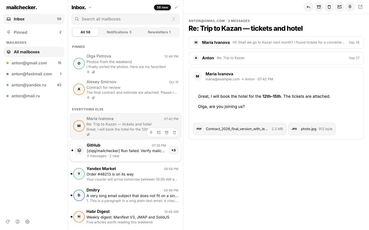 mailchecker preview with fictional mail